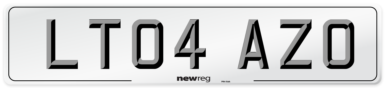 LT04 AZO Number Plate from New Reg
